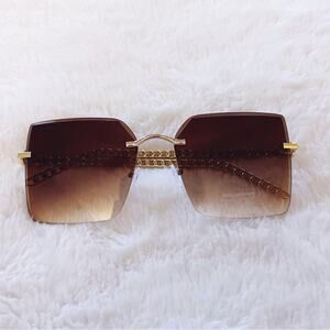 Skyla Brown & Tan Square Oversized Sunglasses